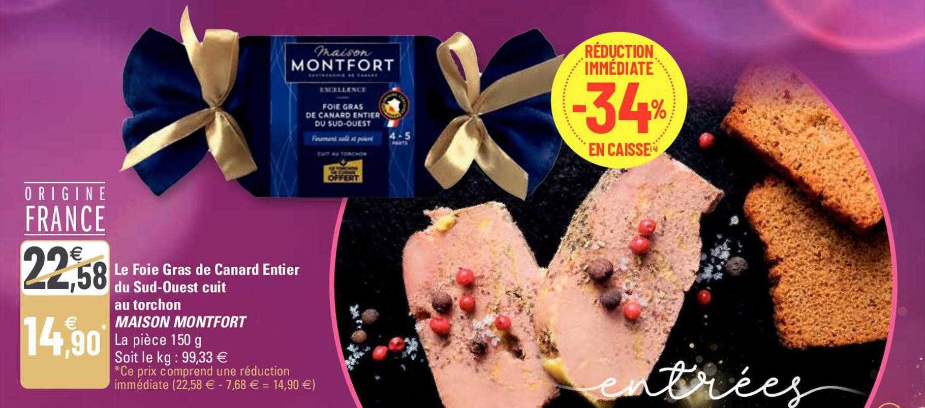 le foie gras de canard entier du sud-ouest cuit au torchon maison montfort