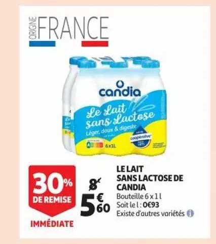 le lait sans lactose de candia