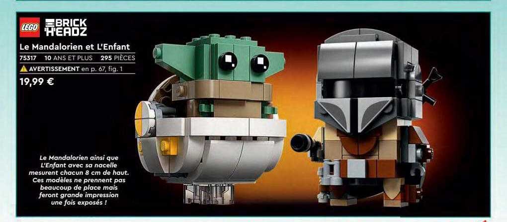 le mandalorien et l'enfant lego brick headz