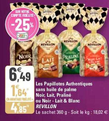 les papillotes authentiques sans huile de palme noir, lait, praliné ou noir - lait & blanc révillon