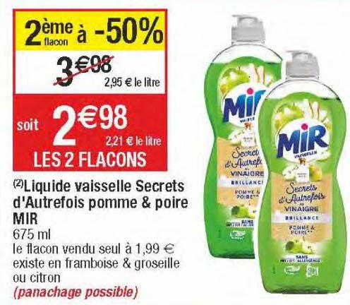 liquide vaisselle secrets d'autrefois pomme & poire mir