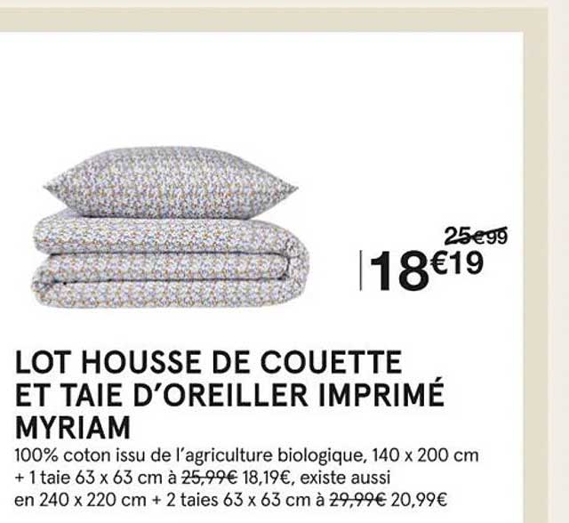 lot housse de couette et taie d'oreiller imprimé myriam