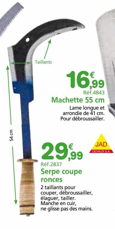 machette 55 cm, serpe coupe ronces