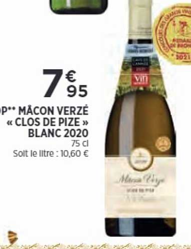 mâcon verzé "clos de pize" blanc 2020