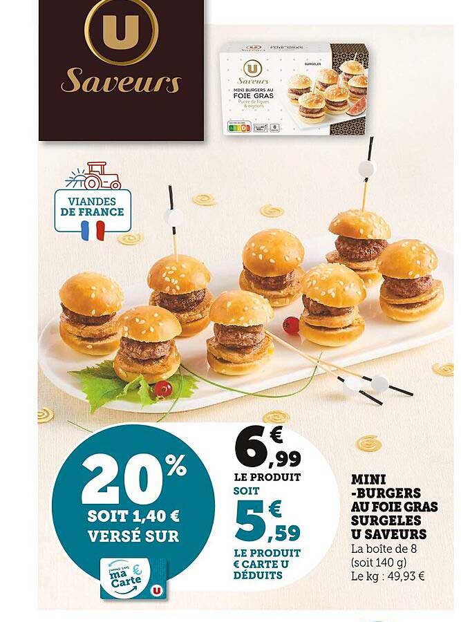 Mini Burgers Au Foie Gras Surgelés U Saveurs