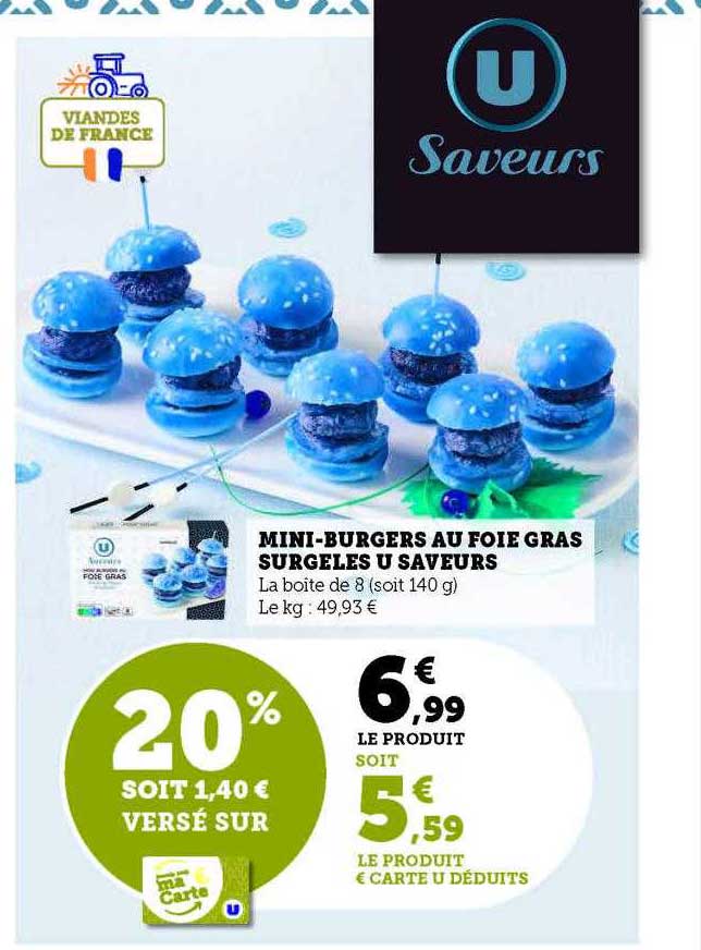 mini-burgers au foie gras surgelés u saveurs