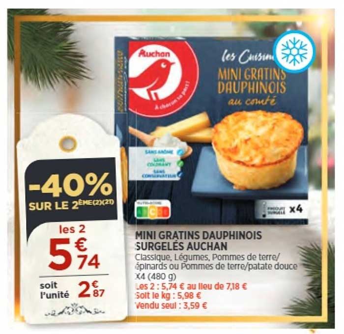 mini gratins dauphinois surgelés auchan