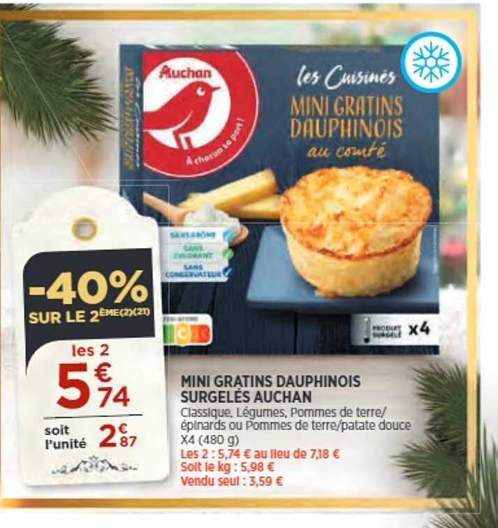 mini gratins dauphinois surgelés auchan