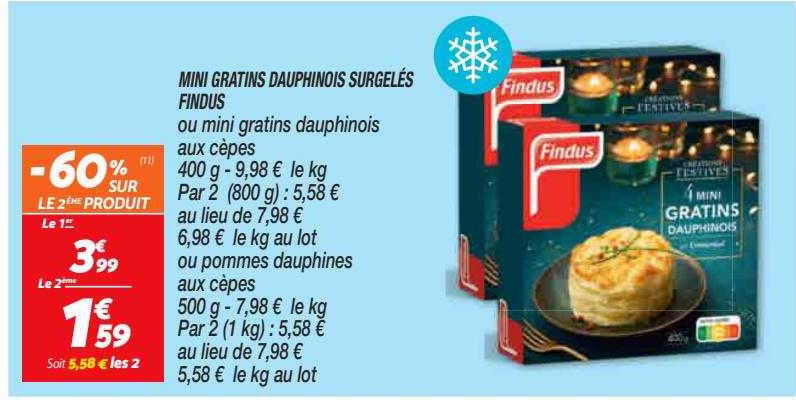 mini gratins dauphinois surgelés findus