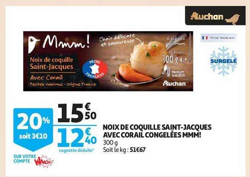 noix de coquille saint-jacques avec corail congelées mmm!