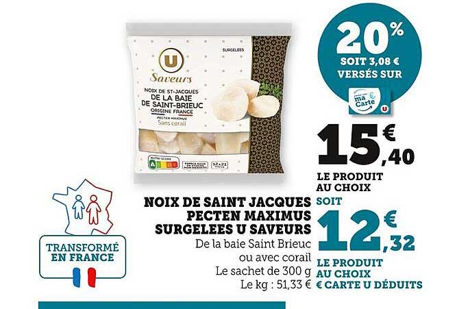 Noix De Saint Jacques Pecten Maximus Surgelées U Saveurs