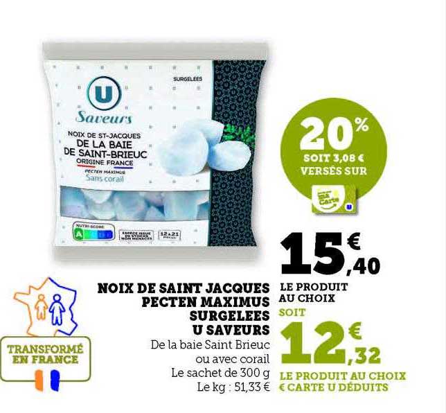 noix de saint jacques pecten maximus surgelées u saveurs