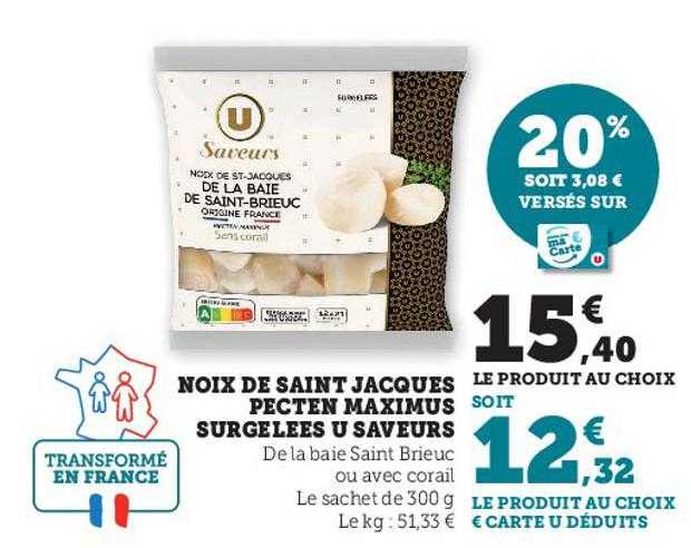 noix de saint jacques pecten maximus surgelées u saveurs