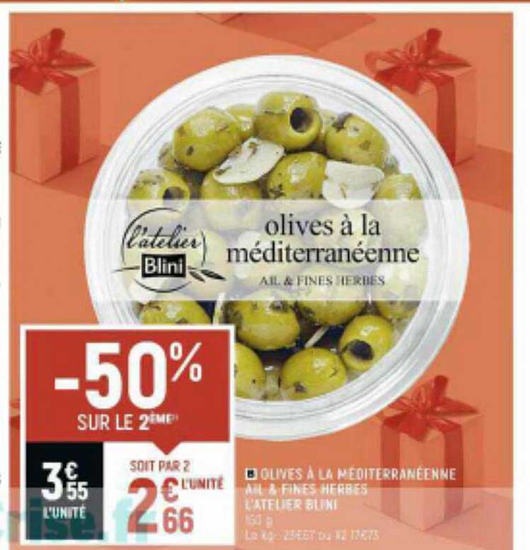 olives à la méditerranéenne ail & fines herbes l'atelier blini