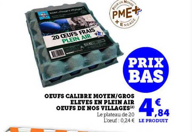 œufs calibre moyen-gros élevés en plein air œufs de nos villages