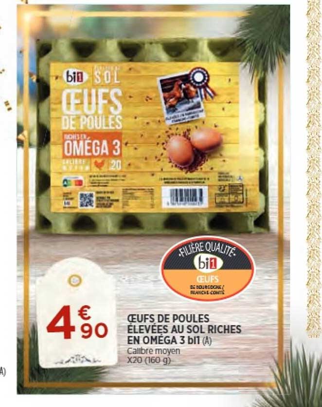 œufs de poules élevées au sol riches en oméga 3 bi1