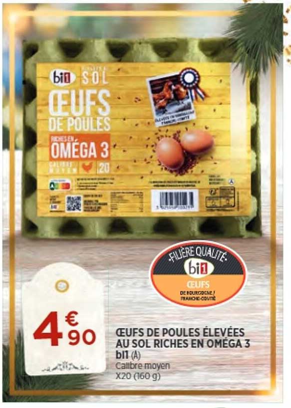 œufs de poules élevées au sol riches en oméga 3 bi1
