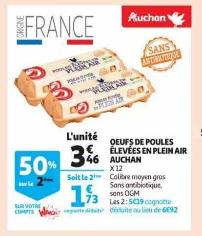 œufs de poules élevées en plein air auchan
