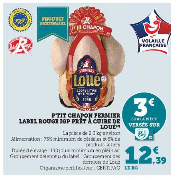 p'tit chapon fermier label rouge igp prêt à cuire de loué