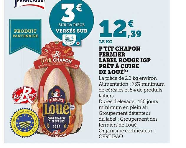 p'tit chapon fermier label rouge igp prêt à cuire de loué