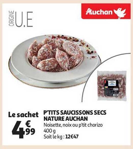 p'tits saucissons secs nature auchan
