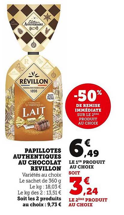 papillotes authentiques au chocolat révillon