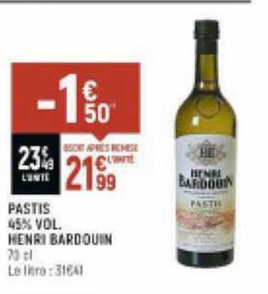 pastis 45% vol. henri bardouin