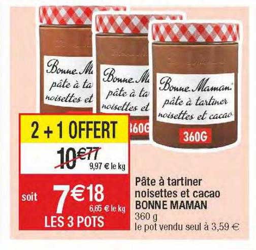 pâte à tartiner noisettes et cacao bonne maman