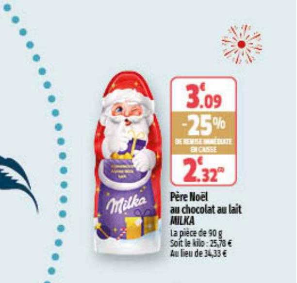 père noël au chocolat au lait milka