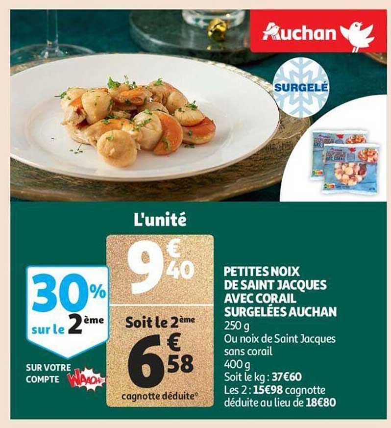 petites noix de saint jacques avec corail surgelées auchan