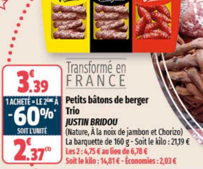 petits bâtons de berger trio justin bridou