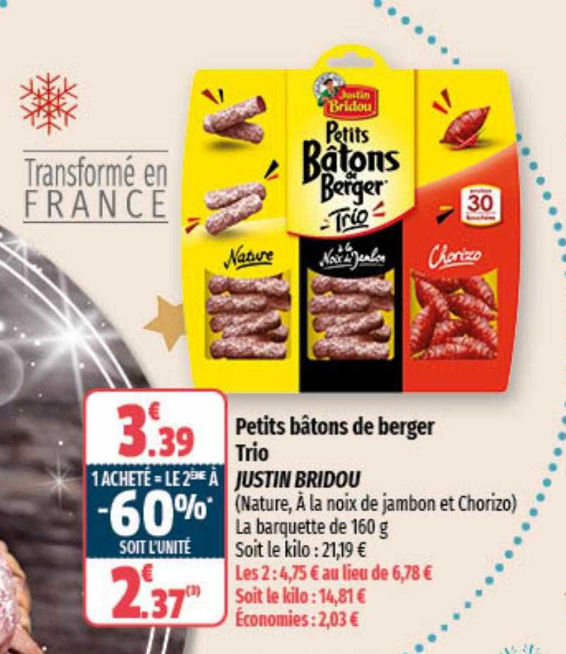 Petits Bâtons De Berger Trio Justin Bridou