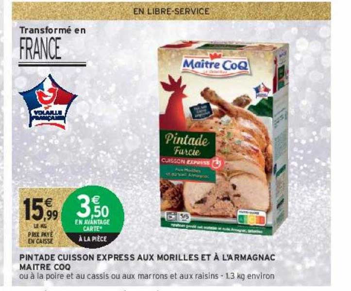 pintade cuisson express aux morilles et à l'armagnac maître coq