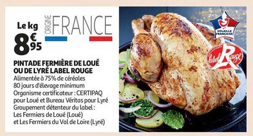 pintade fermière de loué ou de lyré label rouge