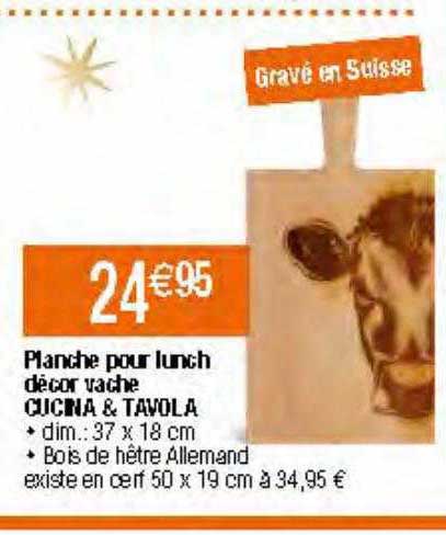 planche pour lunch décor vache cucina & tavola