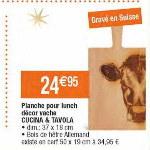 planche pour lunch décor vache cucina & tavola