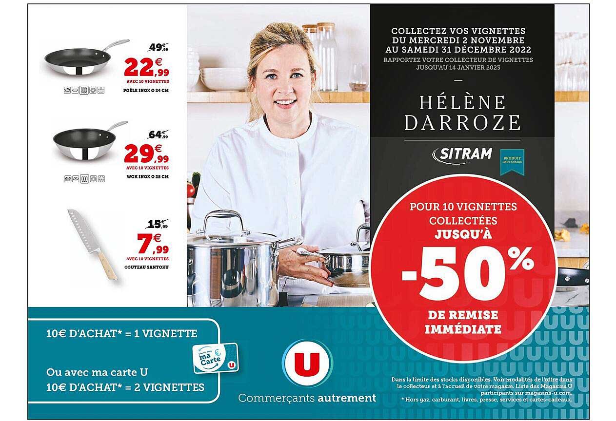 poêle inox ø 24 cm, wok inox ø 28 cm, couteau santoku