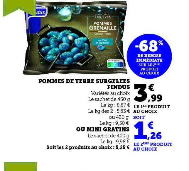 pommes de terre surgelées findus ou mini gratins
