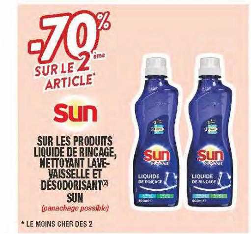 produits liquide de rinçage, nettoyant lave-vaisselle et désodorisant sun