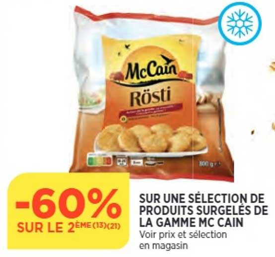 produits surgelés de la gamme mc cain