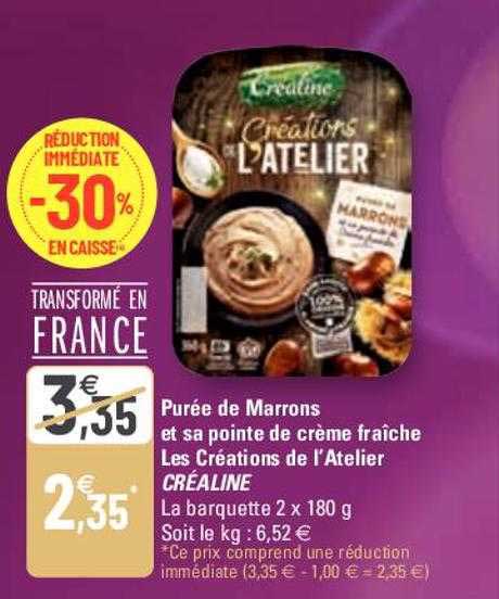 purée de marrons et sa pointe de crème fraîche les créations de l'atelier créaline