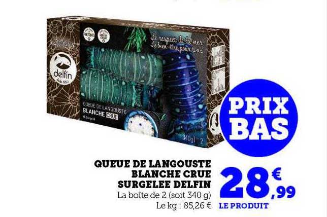 queue de langouste blanche crue surgelée delfin