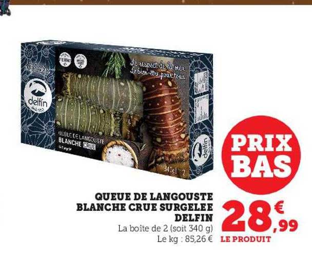 queue de langouste blanche crue surgelées delfin