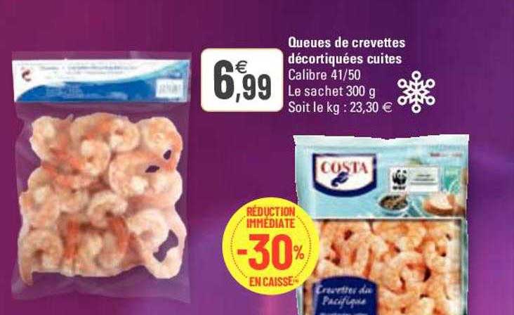 Queues De Crevettes Décortiquées Cuites