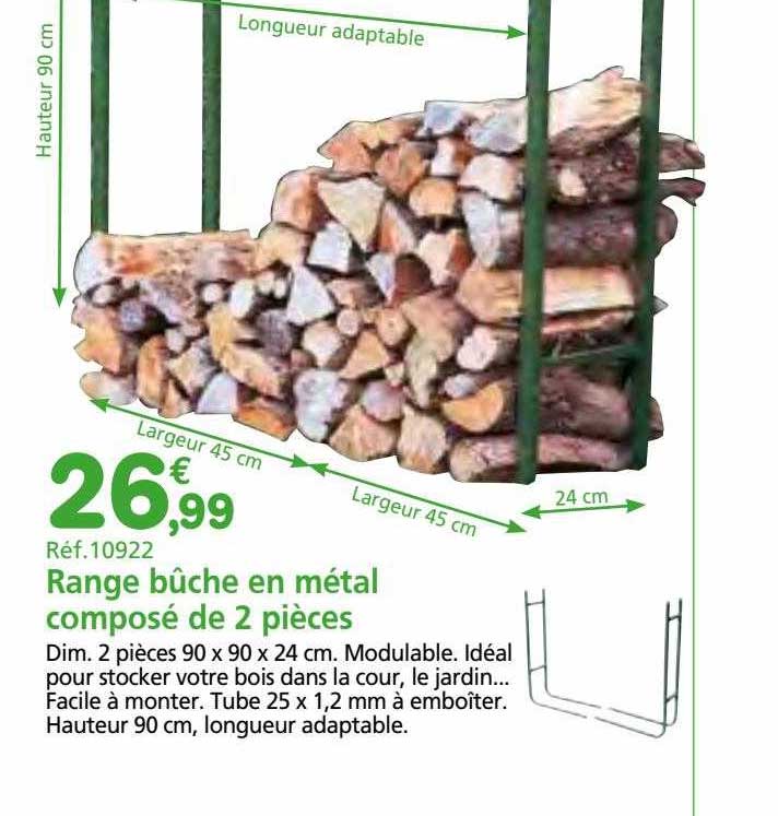 Range Bûche En Métal Composé De 2 Pièces