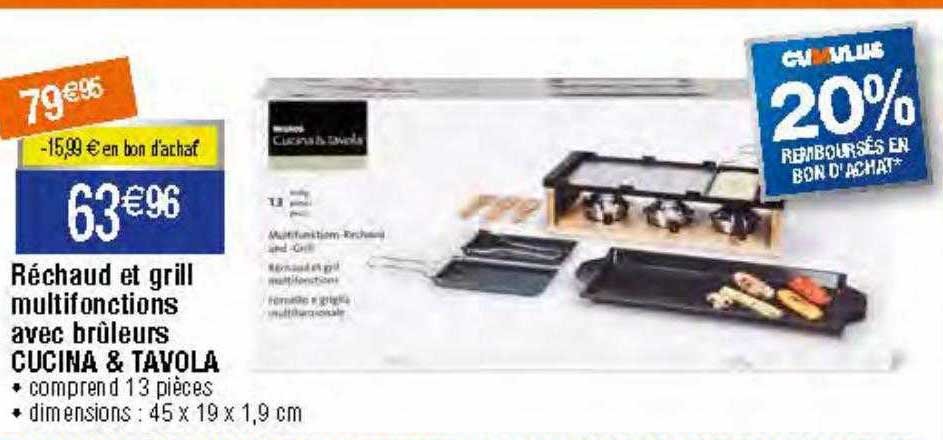 Réchaud Et Grill Multifonctions Avec Brûleurs Cucina & Tavola