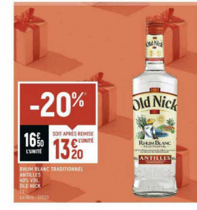 rhum blanc traditionnel antilles 40% vol. old nick
