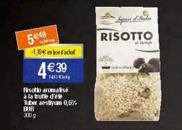 risotto aromatisé à la truffe d'été tuber aestiym 0,5% bur