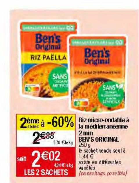 riz micro-ondable à la méditerranéenne 2 min ben's original