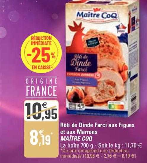 rôti de dinde farci aux figues et aux marrons maître coq